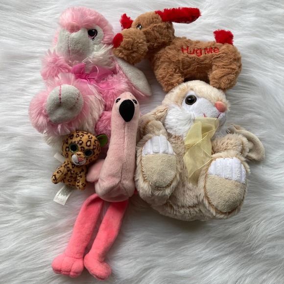 TY Freckles Flamingo Hug Me Dog Tom's Toy Bunny Stuffed Animal Assorted Bundle - Picture 1 of 7